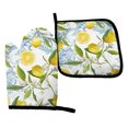 thumbnail image 3 of Yellow Lemon Fruit Oven Mitts and Pot Holder Set Blue Resistant Hot Pad Non-Slip Baking Gloves Kitchen Mitt for Grilling Cooking, 3 of 4