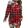 thumbnail image 2 of BLTIBY Christmas Sweatshirt Dress for Women Xmas Print Winter Fall Round Neck Soft Casual Fashion Long Sleeve Pullover Dresses Outfits 2024 Trendy Red 3 XXL, 2 of 3