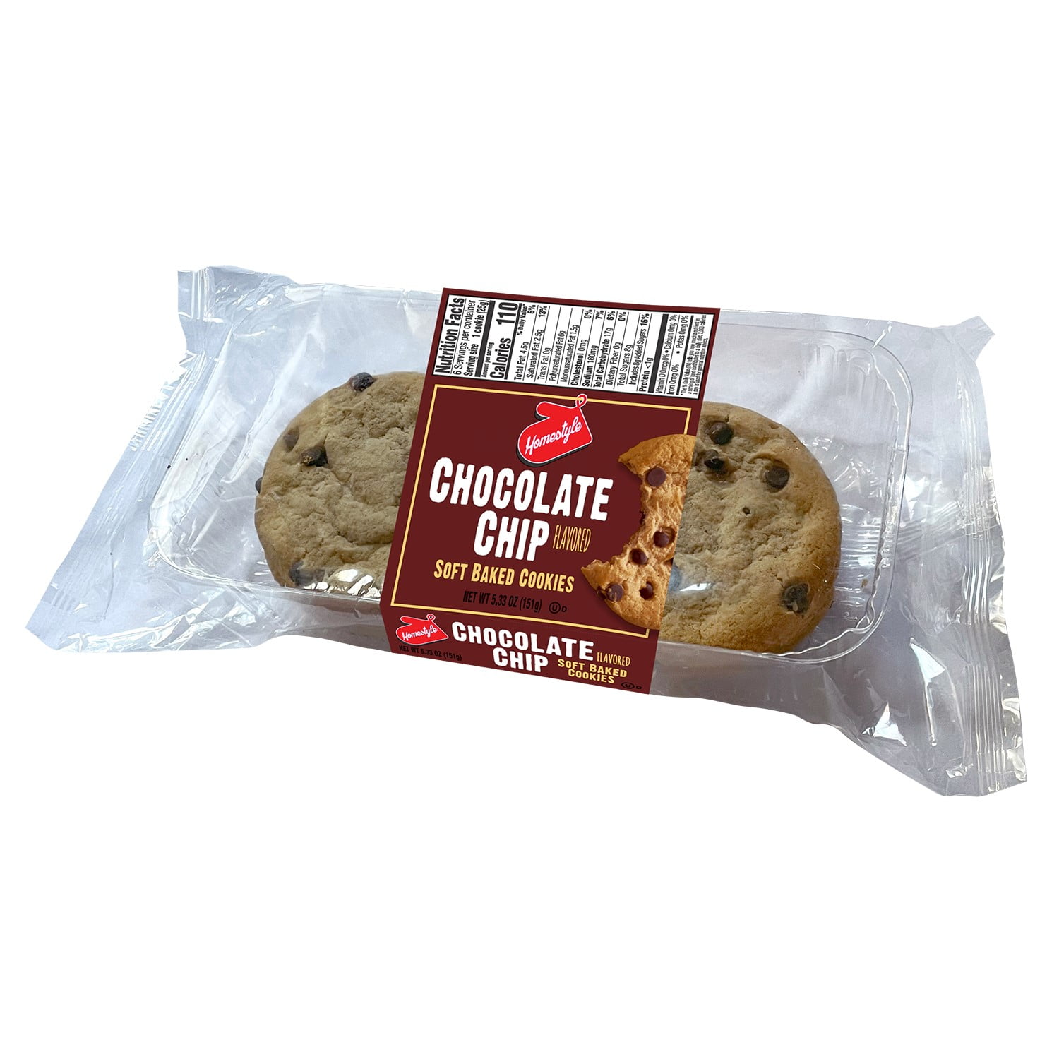 Homestyle Soft Baked Chocolate Chip Flavored Cookie 6 Count, Ready