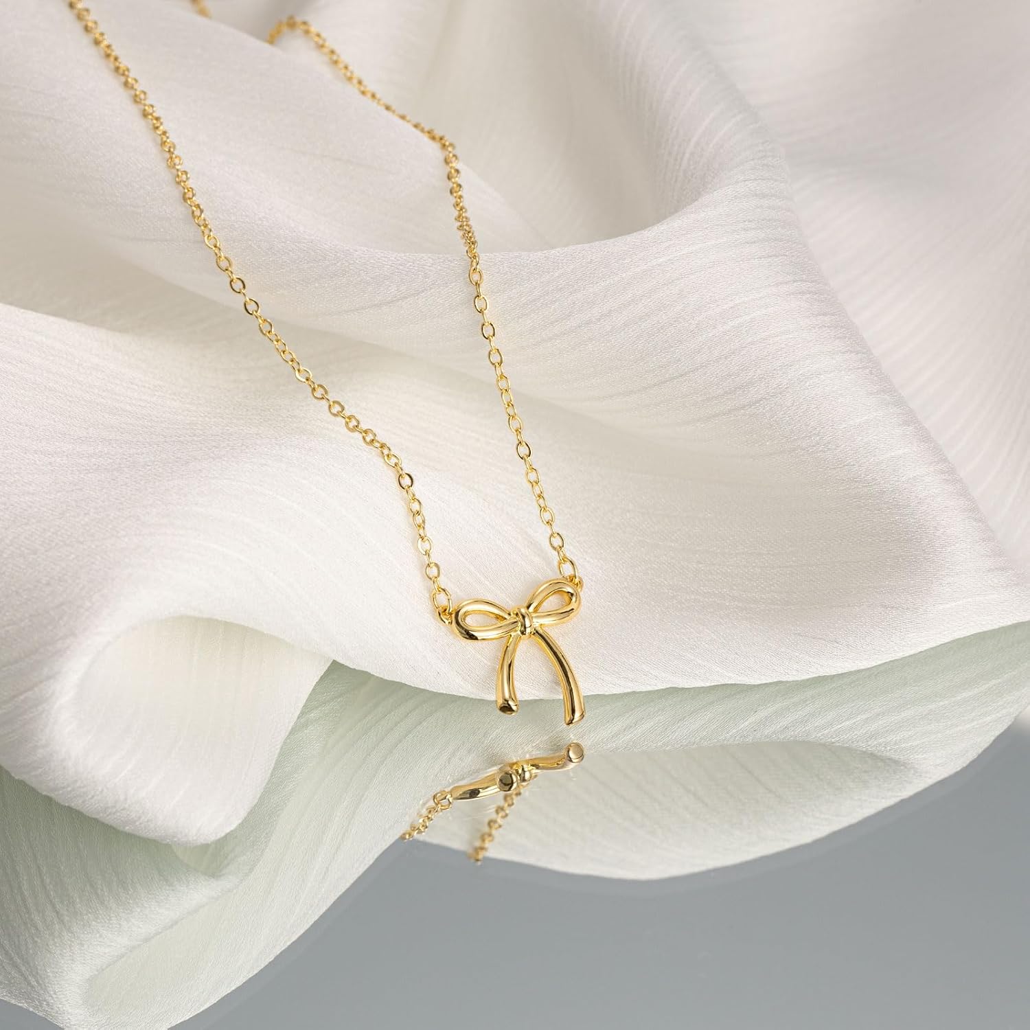 Euphrates Gold Plated Bow Cubic Zirconia Necklace photo 5