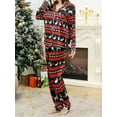 thumbnail image 3 of Argulvti Women Christmas Pajama Set 2 Piece Satin Long Sleeve Shirt and Loose Fit Pants Sleepwear Loungewear, 3 of 5