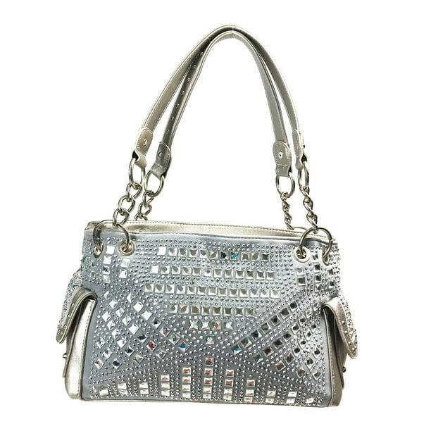Zzfab Zzfab Gem Studded Rhinestone Western Purse Pewter