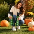 thumbnail image 2 of Halloween Savings Halloween Witch Legs Yard Stakes 2 Pack Glitter Witch Shoe Decorations with Purple Black Striped Stockings Outdoor HalloweenGround Stakes for Garden Halloween Decor indoor Outdoor, 2 of 7