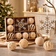 thumbnail image 2 of Dreisshy Christmas Balls Ornaments for Christmas Tree 10Pcs, Flocked Christmas Bulb Ornaments Set - Decorative Hanging Baubles, Shatterproof Christmas Decorations, Khaki, 2 of 7