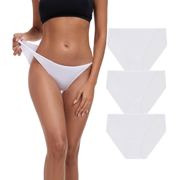 ANLIQI Modal String Bikini Underwear for Women, Sexy Low Waisted Bikini Panties Stretch Briefs 3/6 Pack(3W,L)