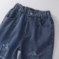 thumbnail image 6 of Nmmacb 1-8Y Kids Toddler Jeans Elastic Waist Denim Pants for Girls Straight Wide Leg Baggy Casual Loose Fit Ripped Trousers, 6 of 8
