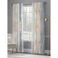thumbnail image 4 of Blue Beige Wooden Sheer Curtains 84 Inch Length 2 Panels Set, Vintage Farmhouse Modern Wood Voile Window Treatment Rod Pocket Curtains Sheers Drapes for Bedroom/Living Room/Kitchen 52"x84"x2, 4 of 7