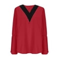 thumbnail image 2 of Craaazy Women's Casual Christmas Shirts V Neck Button Blouses Fall Winter Puff Long Sleeve Shirts Business Work Tops for Women, 2 of 6