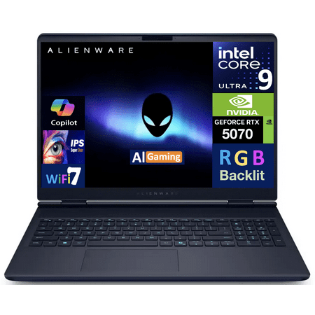 Alienware AI Gaming Laptop 16.0in 240Hz IPS WQXGA Display (Intel Ultra 9- 275HX, GeForce RTX 5070 8GB, 64GB DDR5, 4TB PCIe SSD, RGB KB, Thunderbolt 4, WiFi 7, Webcam, Bluetooth 5.4, Win 11 Pro)