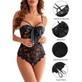 thumbnail image 5 of LilyLLL Womens Erotic Crotchless Bodysuit Underwear Bowknot Lace Lingerie Nightwear, 5 of 5