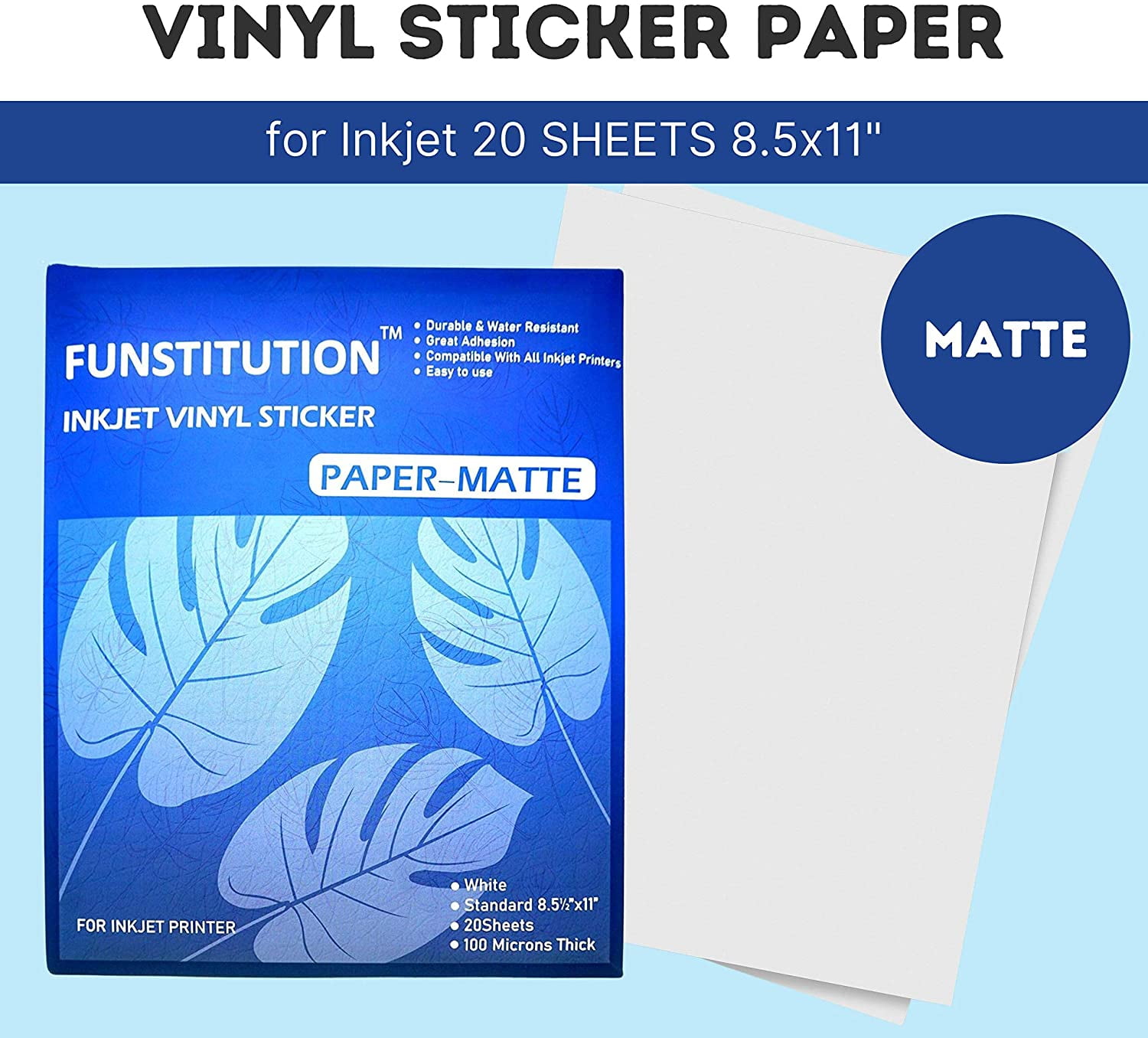 Printable Vinyl Decal Sticker Paper 20 Premium Matte Waterproof Paper