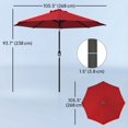 thumbnail image 2 of 9ft Solar LED Patio Umbrella, Wine Red Sunshade with 24 Lights, Tilt Function & Crank Handle, Rust-Resistant Steel & Polyester Canopy for Backyard, Garden, Pool and Balcony, 2 of 7