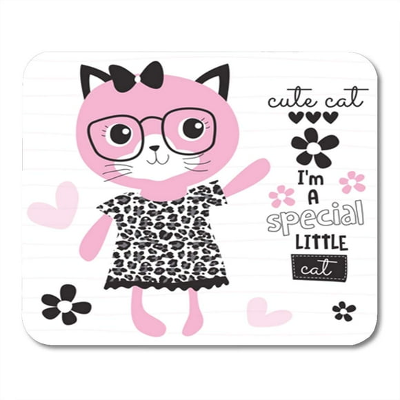 POGLIP Colorful Pink Cat Baby Pattern Adorable Kitty Little Mousepad Mouse Pad Mouse Mat 9x10 inch