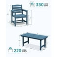 thumbnail image 3 of SERWALL Patio Dining Set, 5-Piece Rectangular HDPE Dining Table with Umbrella Hole & 4 Chairs,&nbsp;Navy Blue, 3 of 6
