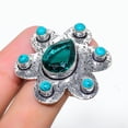 thumbnail image 2 of Natural Green Tourmaline,Turquoise Gemstone 925 Sterling Silver Ring Size 9, 2 of 2