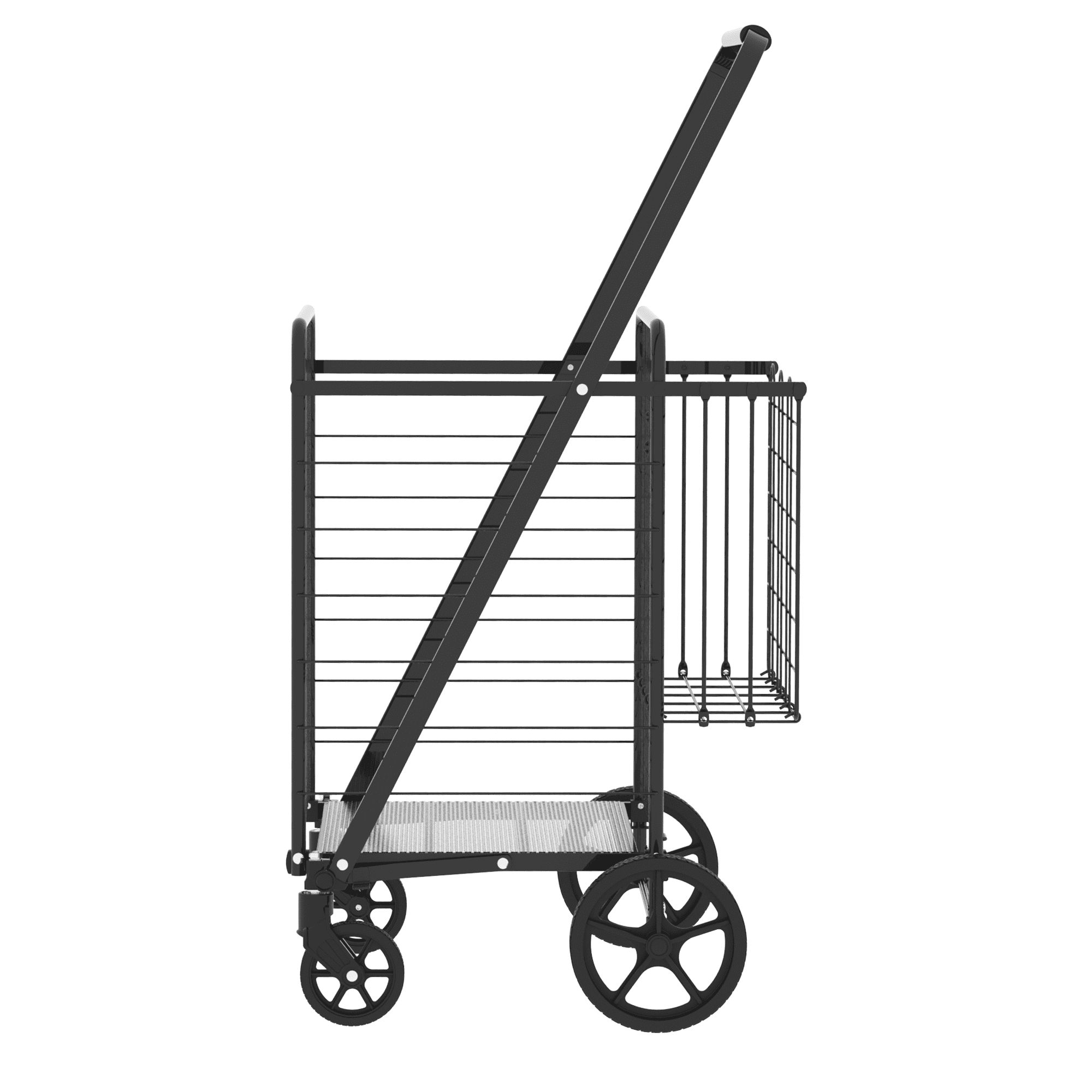 Yoneston Large Folding Shopping Cart with Double Basket, Supports up to 300 lbs, Heavy Duty Grocery Cart with Waterproof Oxford Cloth Lining for Shopping, Grocery, Outdoor, Black
