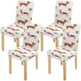 thumbnail image 1 of RYLABLUE Funny Dog Repeat Pattern Stretch Chair Cover Protector Seat Slipcover for Dining Room Hotel Wedding Party Set of 4, 1 of 5