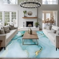thumbnail image 3 of 5'x8' Area Rugs, Marble Teal Indoor Outdoor Area Rug for Living Room Bedroom, Golden Ink Painting Abstract Modern Washable Bathroom Rugs Kitchen Floor Carpet Mats Home Decor Aesthetic, 3 of 8
