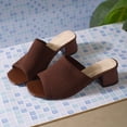 thumbnail image 6 of Dakaela Knit Heeled Sandals for Women Square Open Toe Low Chunky Heels Mules Casual Slip on Slides Summer Beach Pumps Slippers Size 6-10, 6 of 9