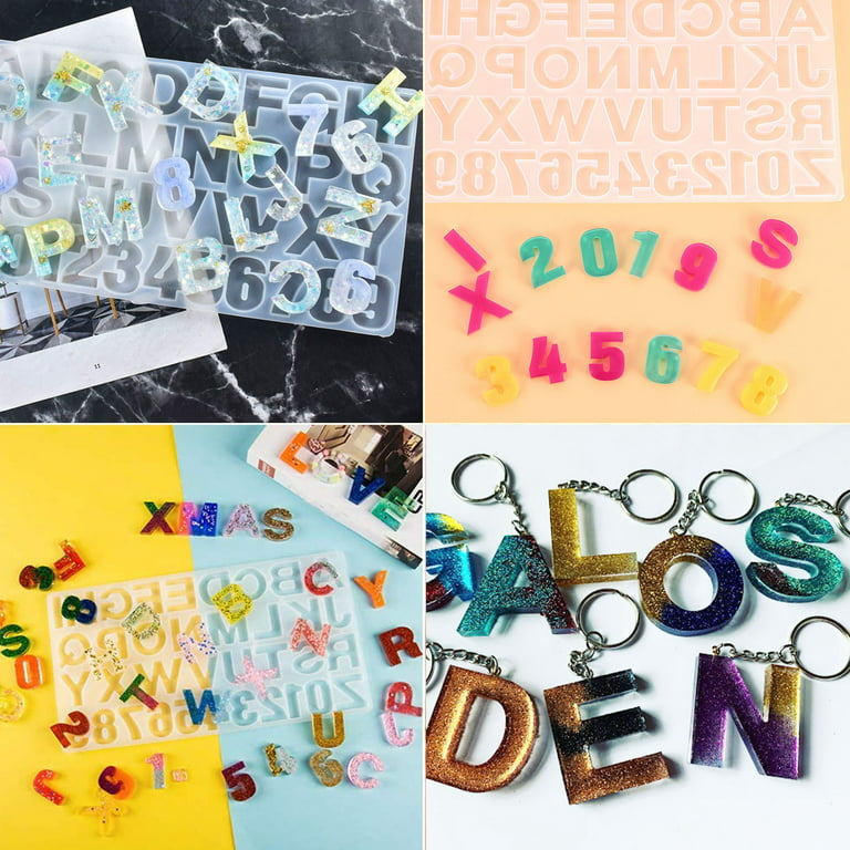 Snagshout  DIY Alphabet Resin Silicone molds Backward Letter and Number  Mold for Making Epoxy Resin Crafts and Keychains, Resin Baking Tools  Casting Mold with 100 pcs Screw Eye Pins