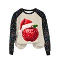 thumbnail image 1 of Pisexur Sweatshirts de Noël pour Femmes Mode Vacances Imprimé Graphique Pomme Rouge Pull Décontracté Manches Longues Col Rond Chandails en Molleton Amples Confortables Automne pour Femmes, 1 of 3