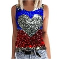 thumbnail image 2 of Fartey 4th of July Tank Tops for Women Plus Size Summer Sleeveless Patriotic Shirts Cute Memorial Day Print T-shirts Loose Casual Holiday Tanks Blue XXXXXL, 2 of 5