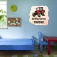 thumbnail image 1 of Watercolor Decal Just A Boy That Loves Trucks Bedroom Wall Decal for Children Removable Red Truck Vehicle Art Design Cute Themed Room Decal - Size: 30 In x 30 In, 1 of 5
