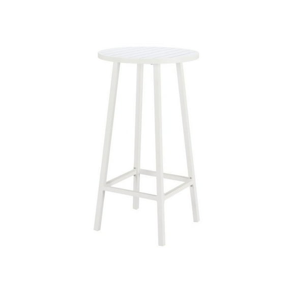 White Small Round Bistro Table, High Top Outdoor Table for Patios