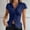 Navy, variant on Womens Button Down Blouse Short Sleeve V Neck Collared Cropped Shirt Tops Slim Fit Coquette Going Out Tops Red