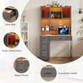 thumbnail image 5 of Gurexl LED Desk with Outlet Charging Station, Home Office Desk with LED Auto Lights, Computer Desk with Hutch and Drawer for Small Space, Workstation Writing Desk for Bedroom,Adjustable (Grey), 5 of 8