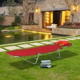 thumbnail image 2 of Outsunny Outdoor Lounge Chair, Adjustable Folding Chaise Lounge with Face Cavity, Tanning Chair Sun Lounger Bed Recliner, Red, 2 of 10