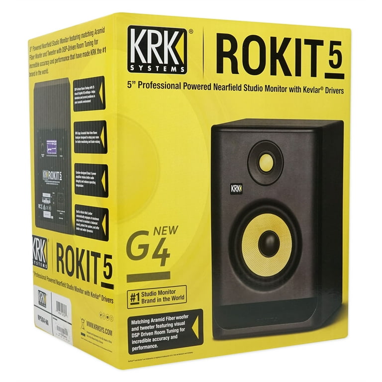 KRK RP5 Rokit 5 G4 Professional Bi-Amp 5 Powered Studio Monitor Pair, Black