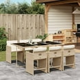 thumbnail image 1 of vidaXL 7 Piece Garden Dining Set with Cushions Beige Poly Rattan, 1 of 5
