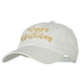 thumbnail image 2 of Glitter Happy Birthday Embroidered Unstructured Washed Cap - White OSFM, 2 of 5