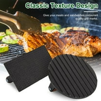 2Pcs Burger Press Heavy-Duty Cast Iron Smashed Meat Steak Weight Grill Griddle Press (7" Round & 8.2"X4.3" Rectangle) with Wood Handle for Camping Griddle
