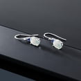 thumbnail image 5 of Gem Stone King 10K White Gold White Opal and Blue Created Sapphire Dangle Earrings for Women (2.26 Cttw, Gemstone Birthstone, Oval 8x6mm), 5 of 5