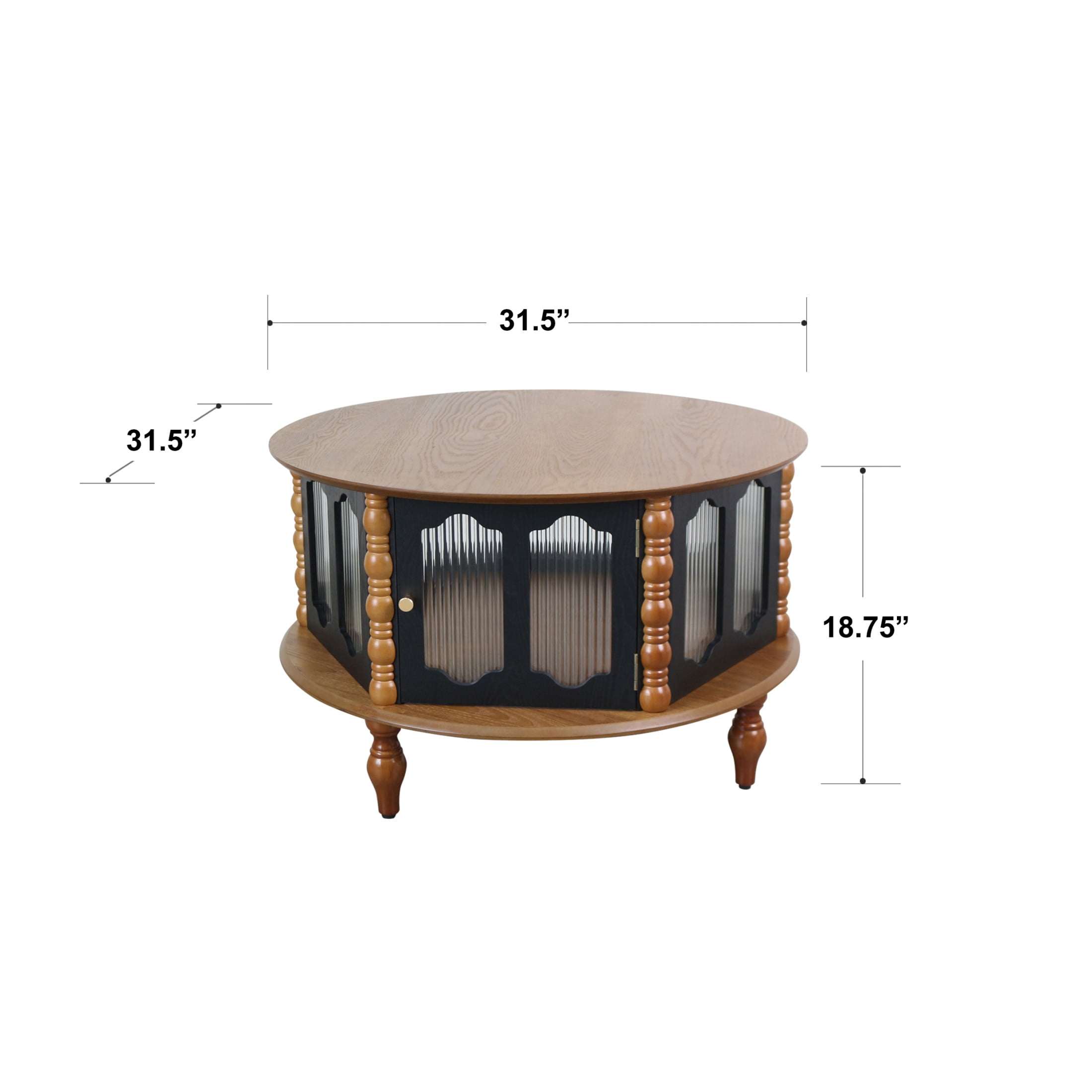 Noble House Mourade 31.5" Round Coffee Table with Storage, Industrial Modern Center Table for Small Spaces, Brown