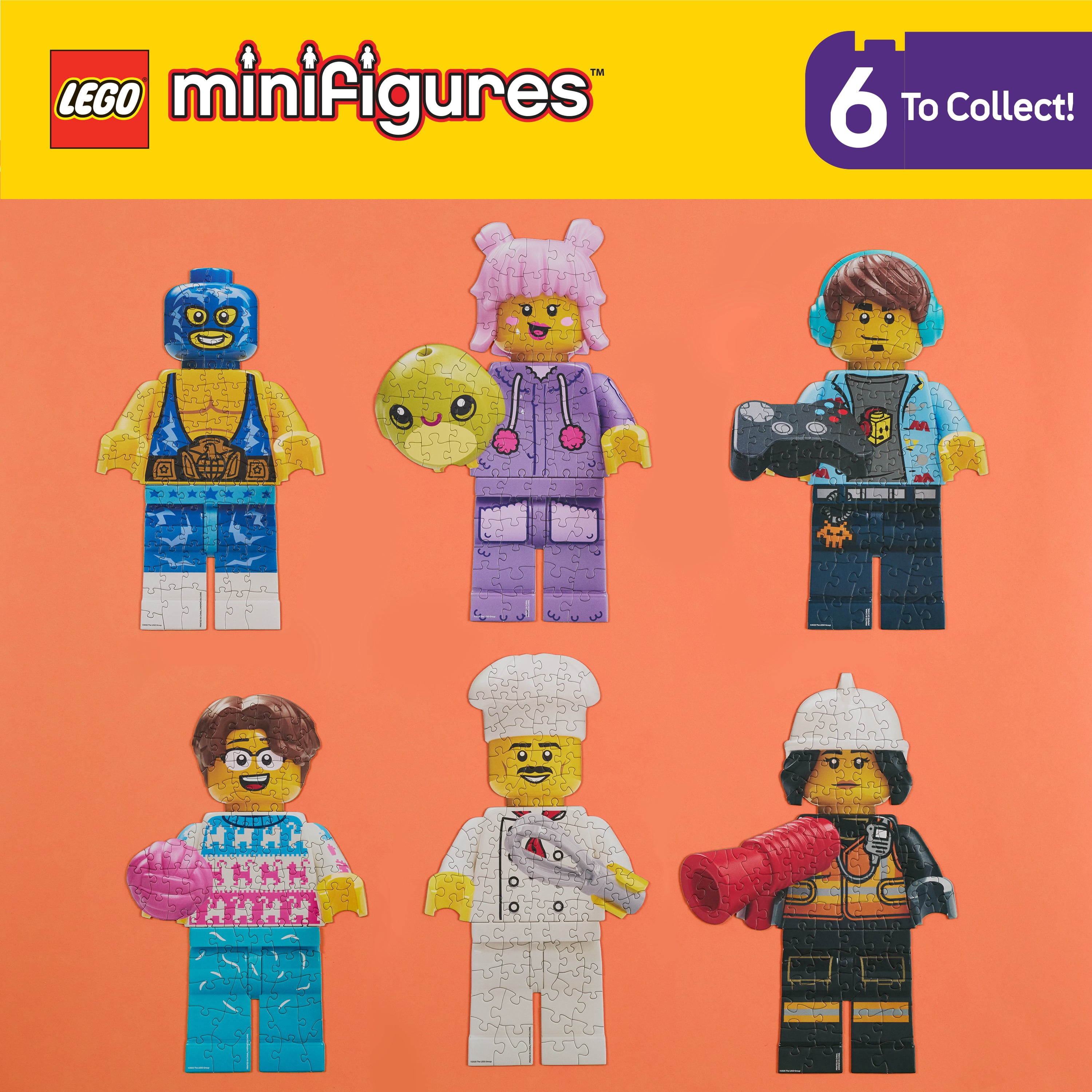 LEGO® Minifigures Blind Puzzle, 100 Pieces, 1 Puzzle Per Package, 6 to Collect, Build and Swap Shaped Minifigure Puzzle