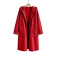thumbnail image 4 of FAVIPT Oversized Long Sweatshirt for Women Zip Up Long Sleeve Pockets Hooded Jackets Casual Loose Fall Winter Fashion Trench Coats Red,L, 4 of 6