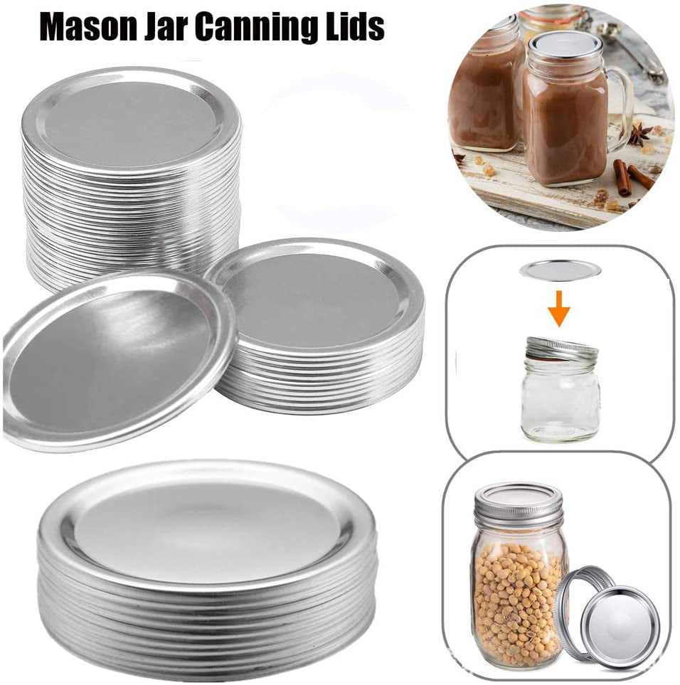 50 Pieces 68 mm Regular Mouth Mason Jar Split-Type Lids with Silicone Seals Rings Canning Lids Split-Type Lids Leak-Proof and Secure Canning Jar Caps for Mason Jar Gold, Silver 