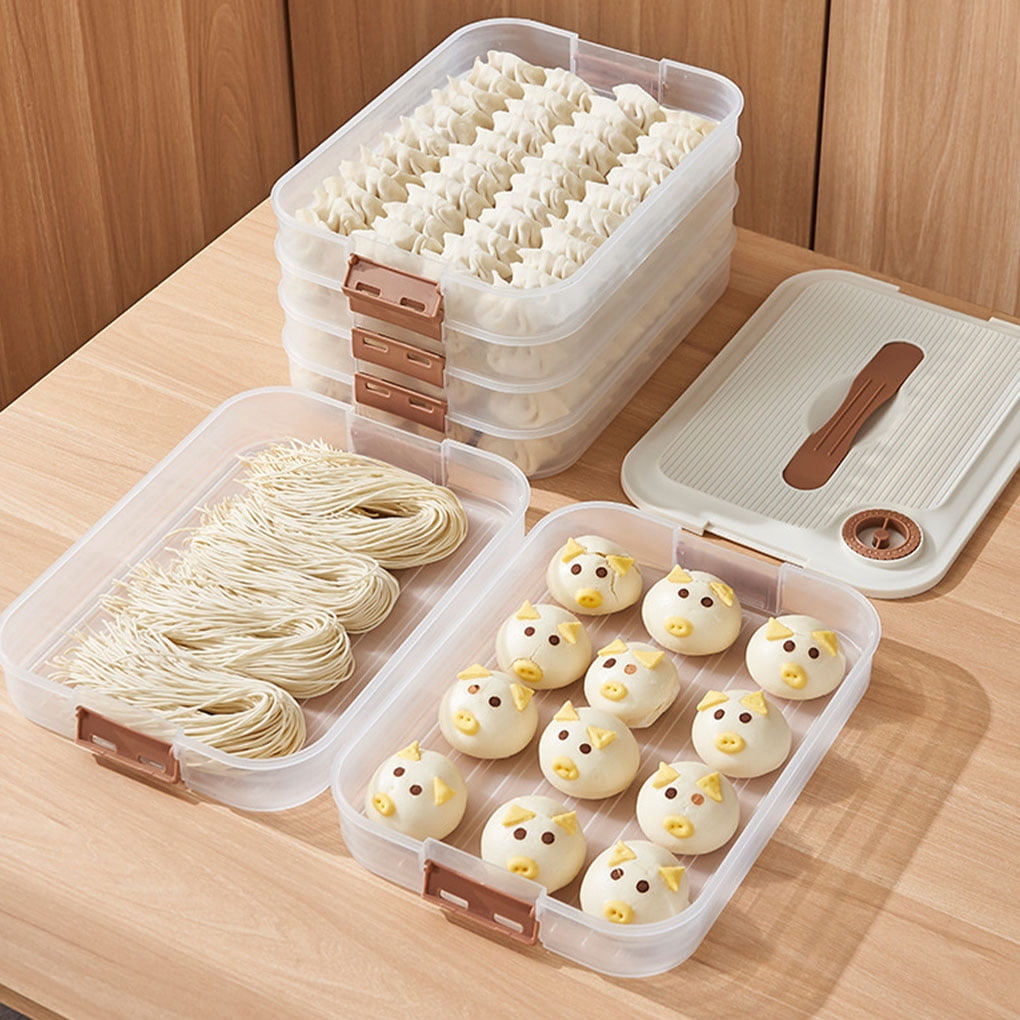 relayinert Wonton Box Convenient Daily Storage Keeps Wontons Fresh Versatile And Durable Quick Freezing Fresh keeping Box ABS Buns bilayer Walmart