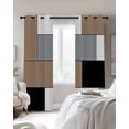 thumbnail image 3 of Brown Grey Blackout Curtains 84 Inches Long for Bedroom, Modern Brown Geometric Thermal Insulated Room Darkening Black Out Window Curtain Panels Grommet Drapes for Living Room, 3 of 8