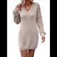 thumbnail image 1 of Suéter Ajustado de Crochet con Aberturas para Mujer, Vestido Sexy, Informal, Elegante, de Larga, con Cuello en V. Albaricoque M, 1 of 8