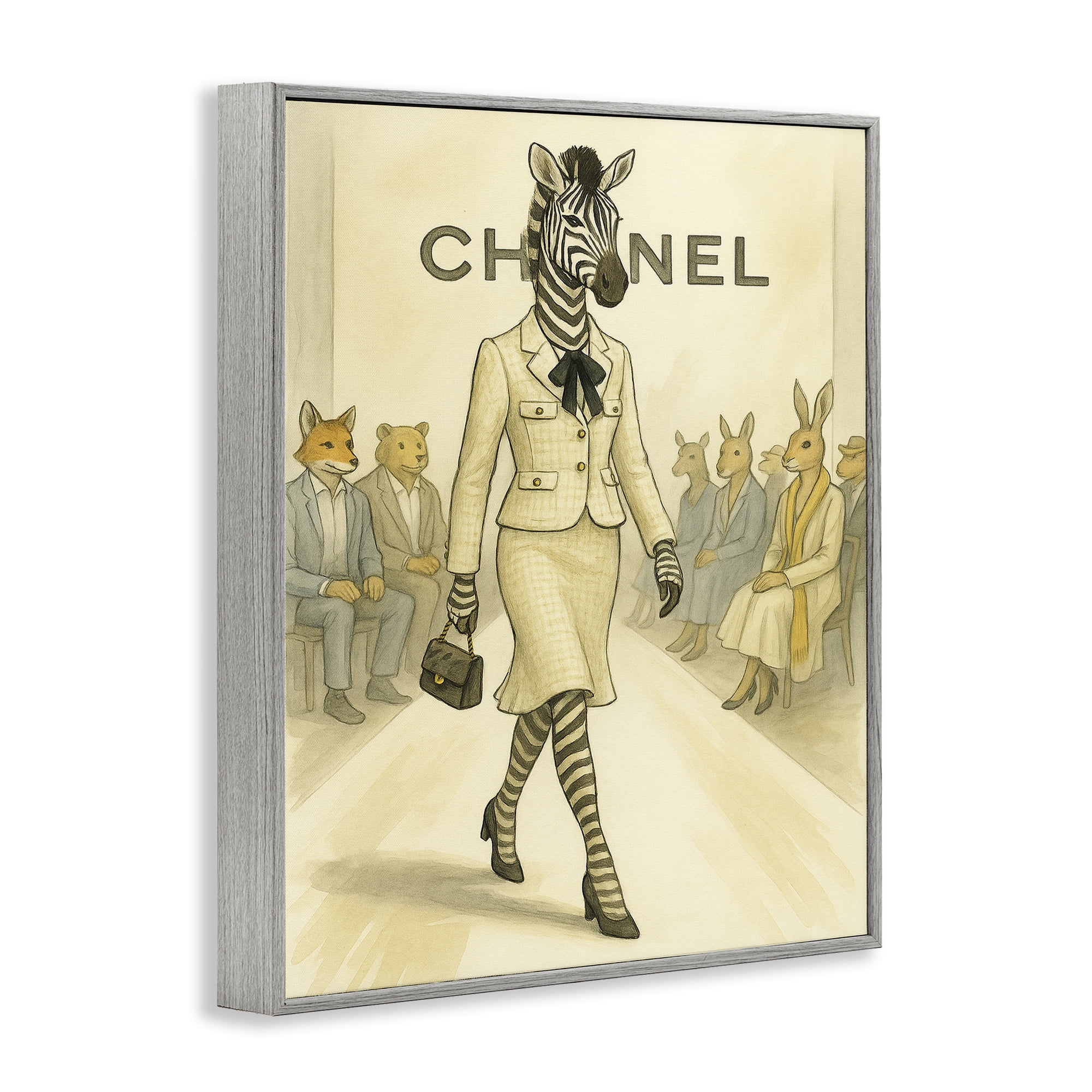 Stupell Industries Fashion Runway Zebra Gray Framed Giclee Art, design by Grotto Studios