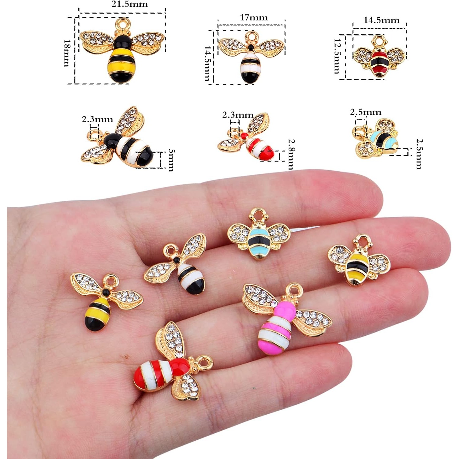 30 Pieces Enamel Honey Bee Charms Pendants 11x10mm For Jewelry Making