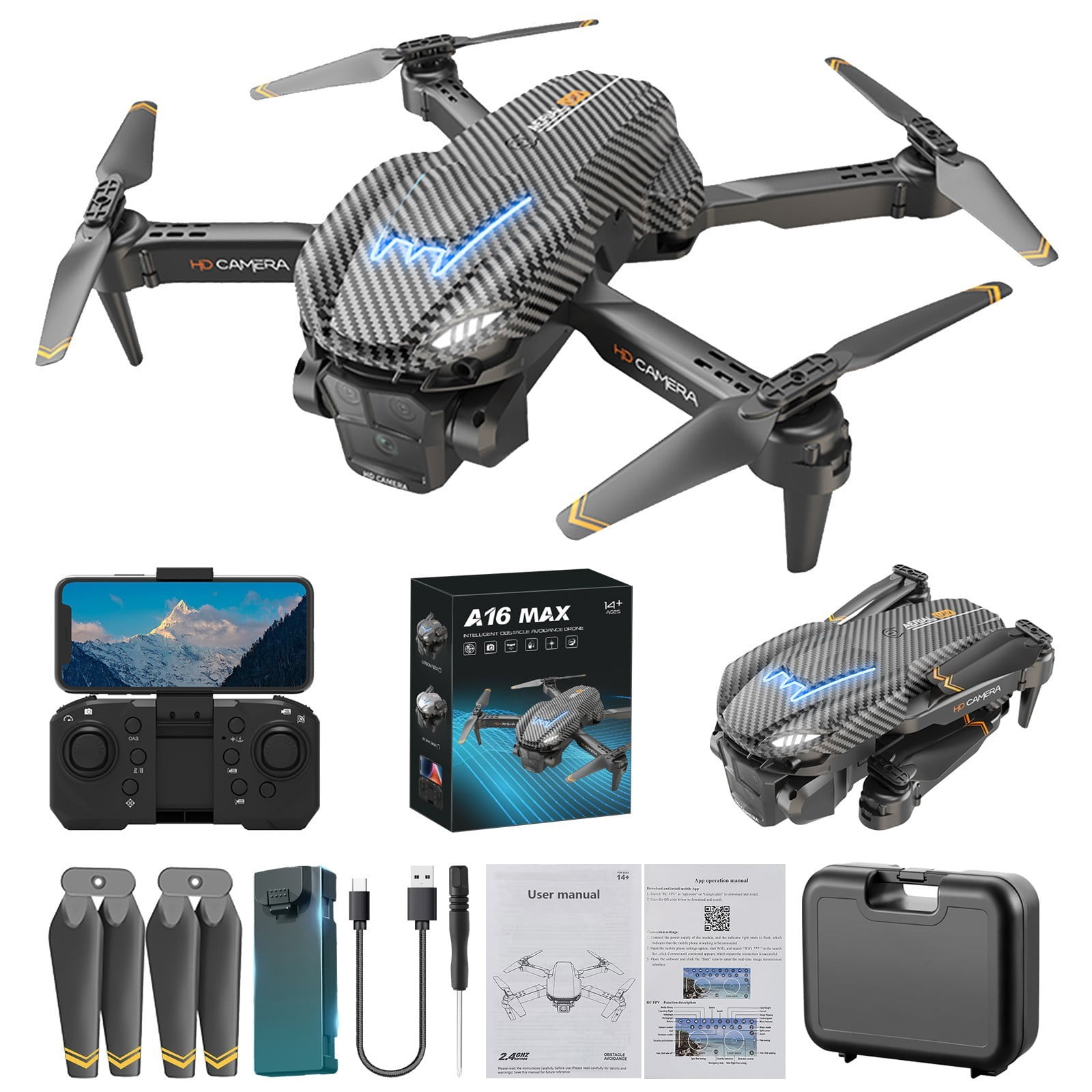 ESULOMP FPV Drones with 3 Cameras Wind Resistance Headless Mode Gesture Control FPV Drone for Adults RC Drone for Beginners Quadcopter