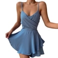 thumbnail image 1 of Kcodviy Robe à Bretelles Unie Longue Robe d'Été pour Femmes Été Robe Portefeuille pour Femmes Robe Maxi d'Été pour Femmes Robes Courtes pour Femmes Robe d'Été Décontractée pour Femmes Décontractée, 1 of 5