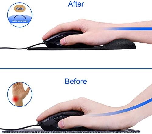 Tekola Ergonomic Mouse Pad with Gel Wrist Support, Comfortable Mousepad with Smooth Wrist Rest Surface and Non-Slip PU Base for Pain Relief Computer Laptop Office Home Black, 9.2 x 8.1 in
