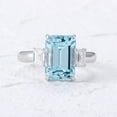 thumbnail image 2 of Octagon-Cut Lab-Created Aquamarine & Moissanite Solitaire Engagement Ring in 925 Sterling Silver – Elegant and Timeless Jewelry for Women, 2 of 5