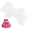 thumbnail image 4 of SHISUYAN 4Pcs Grid Plastic Pattern Transparent Grain Mold Impression Fondant DIY Cake Mold Pudding Jelly Mold, 4 of 8